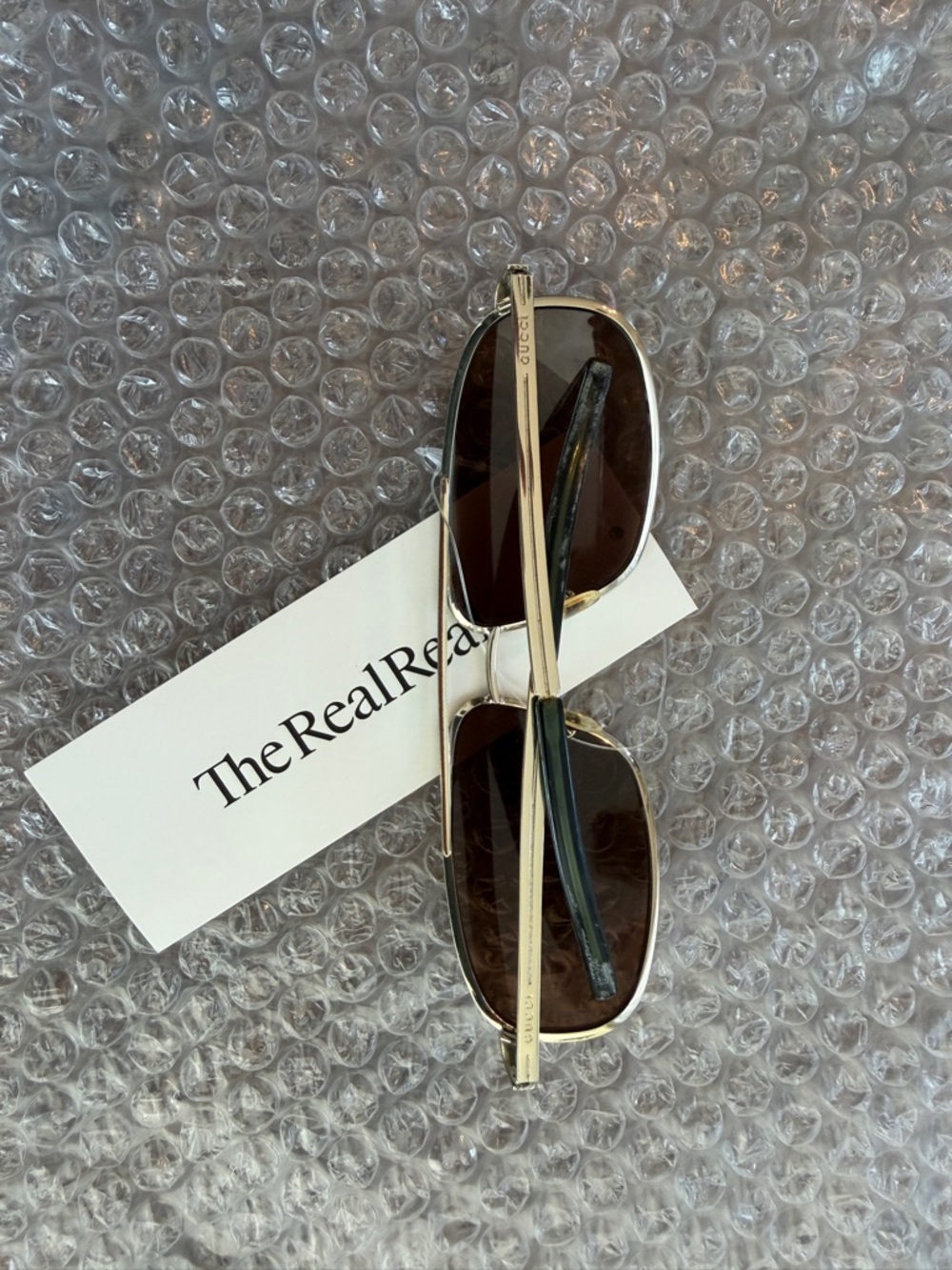 Gucci Gold Frame Brown Lens Men’s Sunglasses - Picture 2 of 5